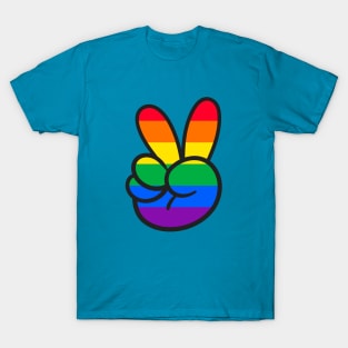 Rainbow Peace Sign Hand T-Shirt